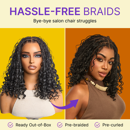 Skipadorhair Knotless Boho Curls Braided Bob Wig – Effortless Style in Minutes!