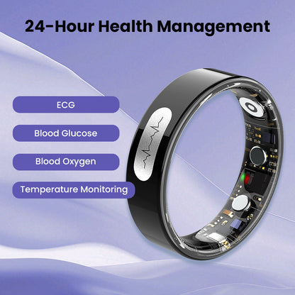 DarkFairy™ R08 Blood Glucose ECG/EKG Blood Pressure Monitoring AI Health Analysis Smart Ring