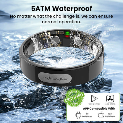 DarkFairy™ R08 Blood Glucose ECG/EKG Blood Pressure Monitoring AI Health Analysis Smart Ring